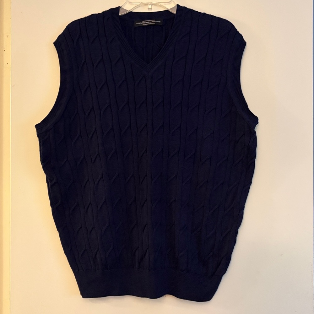 Carnoustie Mens Vneck Navy Blue Knit‎ Sweater Vest, grandpa core